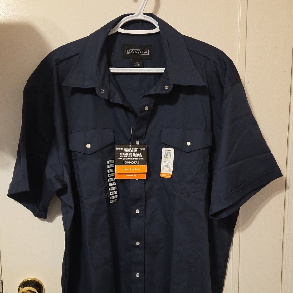 Dakota Men's Dark Blue Work Button Down Shirt